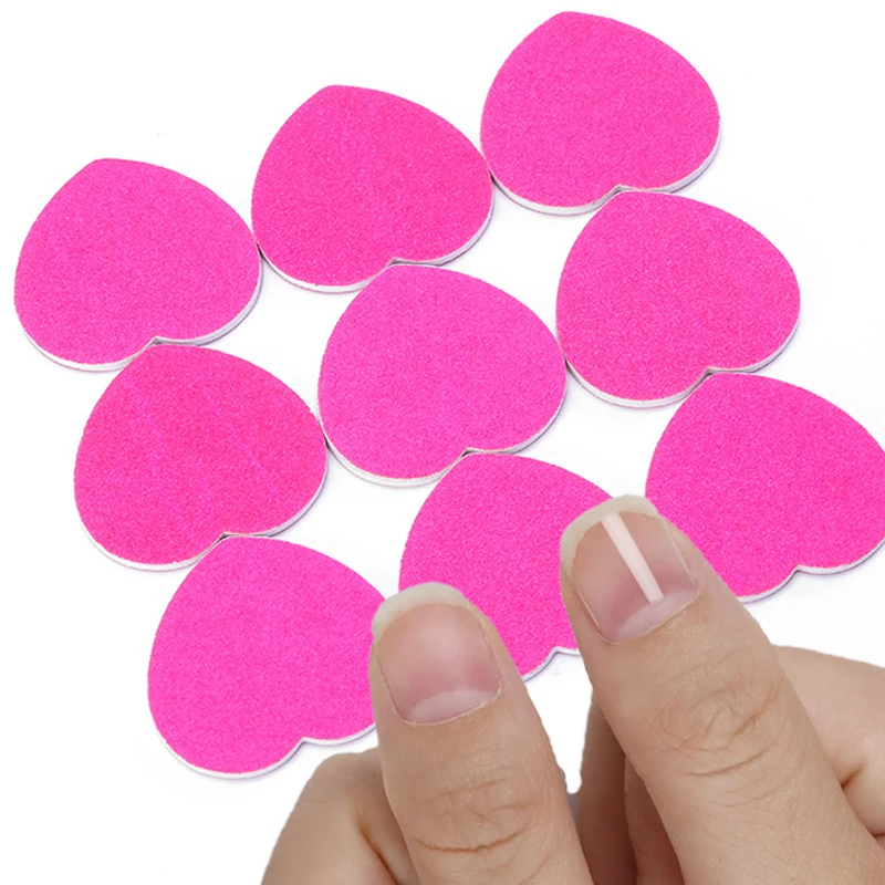 

20pcs Pink Heart Shape Nail File Acrylic Manicure Pedicure Art Tools Double-Sided Sandpaper Plastic Emery Boards Sanding Files