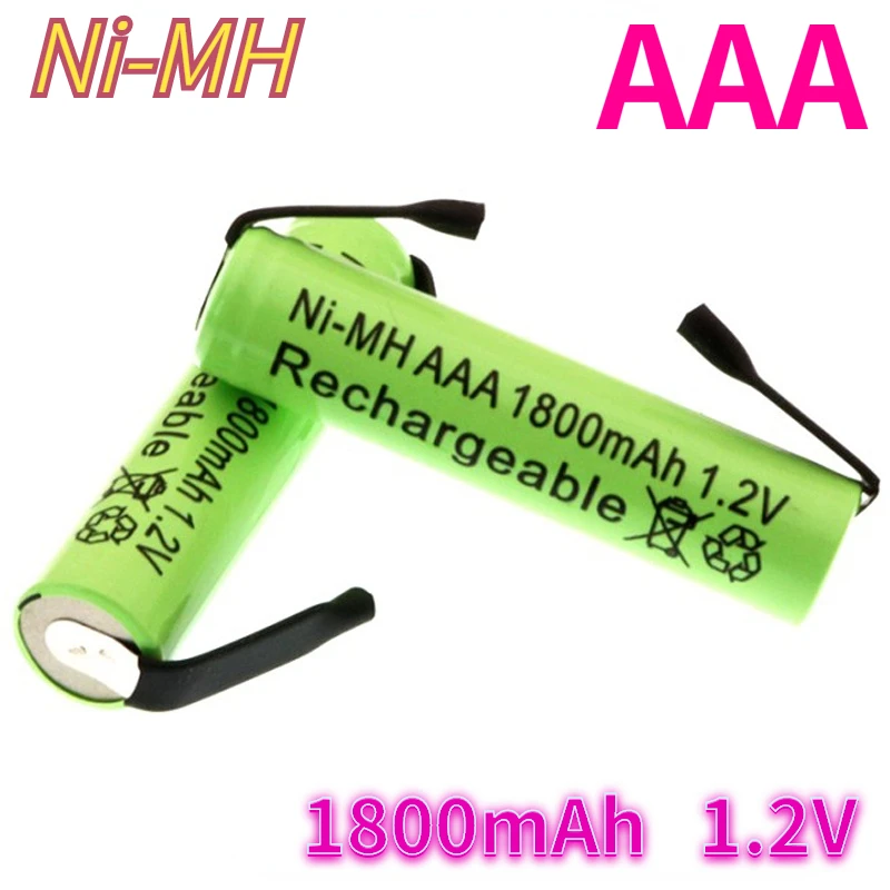 New 1.2 v aaa ni-mh battery cell, 1800mah, guias de solda with for philips brown electric shaver, razor, toothbrush
