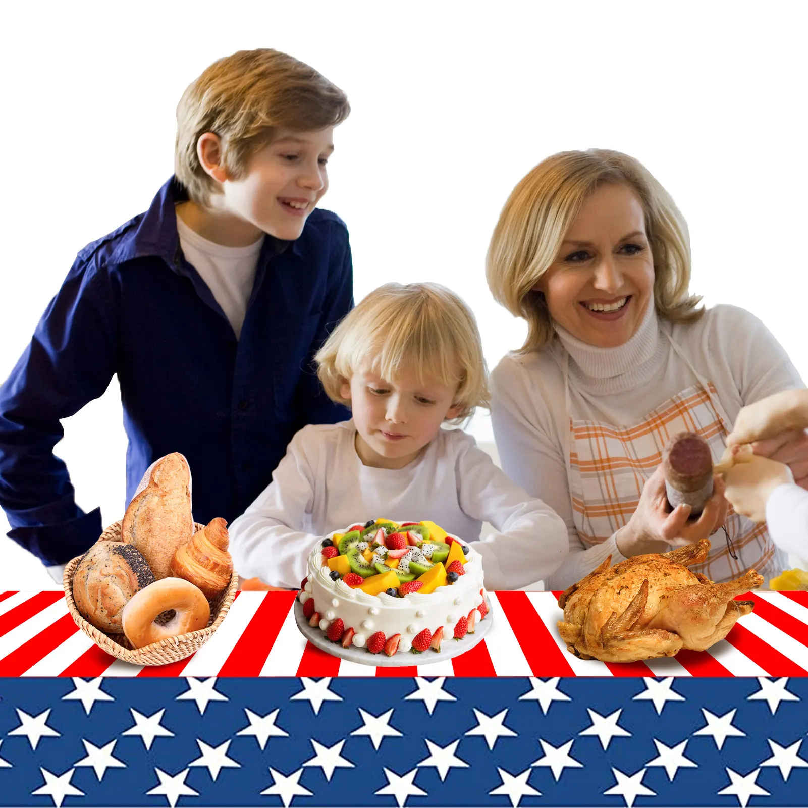 

American Flag Table Cover Spill-Proof PEVA Table Cover Waterproof Table Runners For Dining Table Decoration Outdoor Indoor