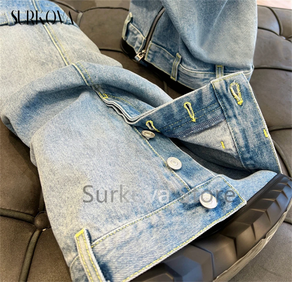 Denim Shark Boots Metal Lock Fashion Motorcycle Boots Ins Trend New Style Knee-High Boots Thick Flat Heel Sexy Women's Shoes