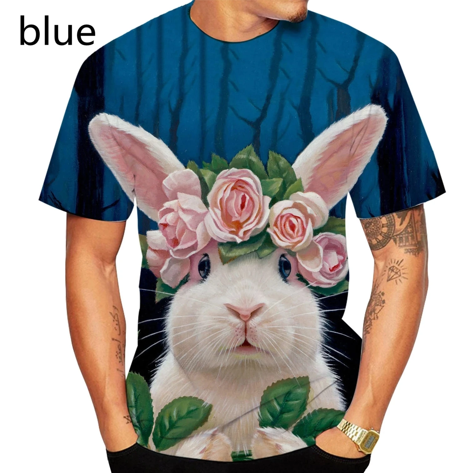 

Модная летняя Мужская/женская футболка с забавным 3D рисунком кролика, футболка с коротким рукавом, повседневные топы