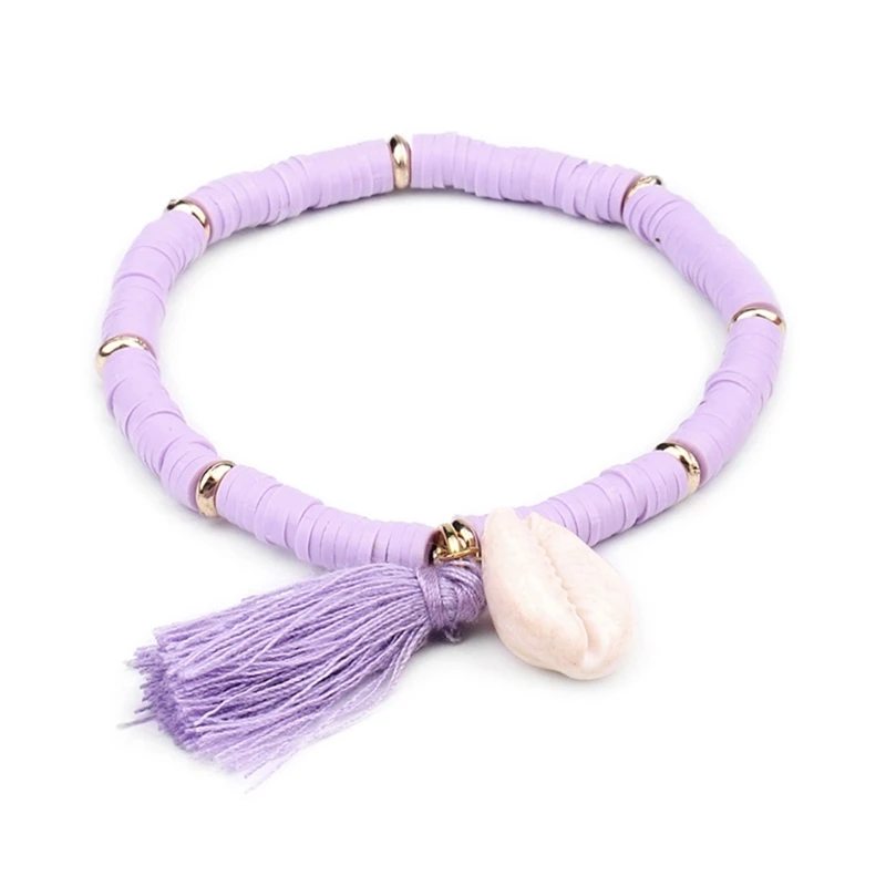 

Colorful Resin Bracelet Handmade Rainbow Disc Beaded Elastic Rope Bohemian Beaded Bracelet Summer Beach Bracelet