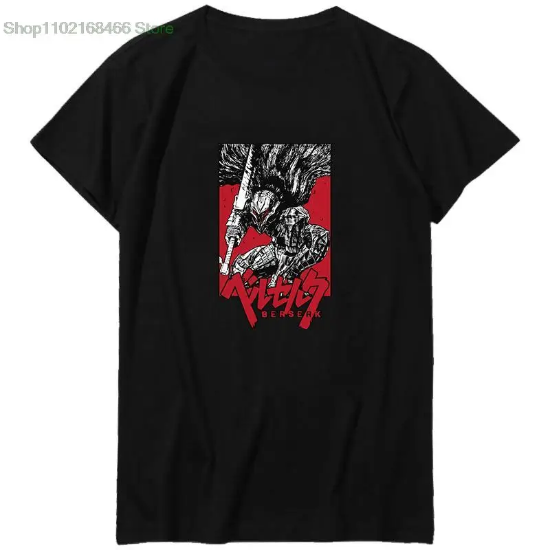 

Japanese Manga Berserk Unisex Black & White T-Shirt Short Sleeves Swordsman Gatsu oversized t shirt Harajuku Streetwear