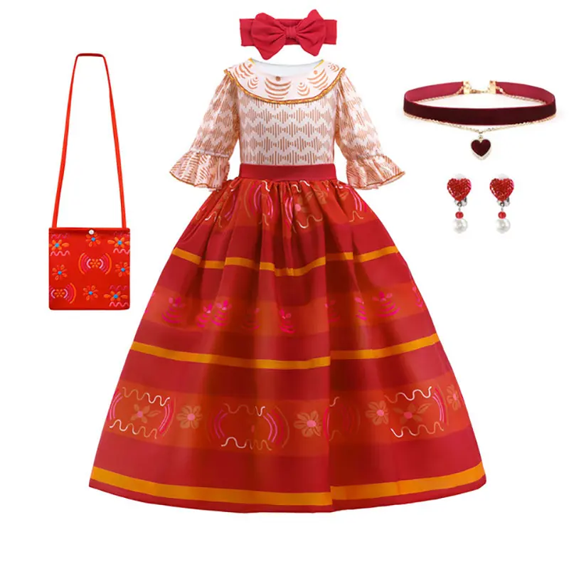 New Isabela Princess Dress Charm Girl Carnival Birthday Party Halloween Clothes Cosplay Mirabel Luoisa Disney Encanto Costume