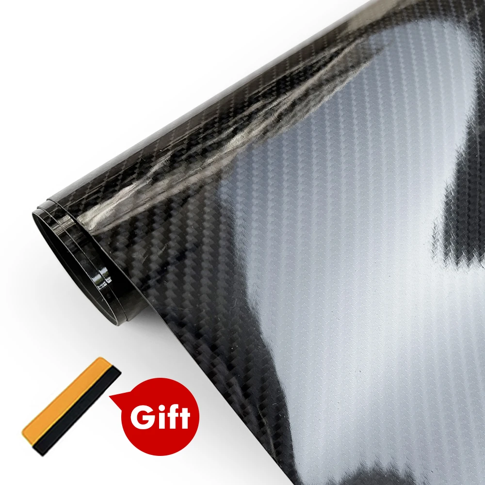 

Самоклеящаяся Глянцевая Черная Виниловая Пленка Из 9D Карбонового Волокна, Устойчивая К Царапинам, Для Декора Автомобиля