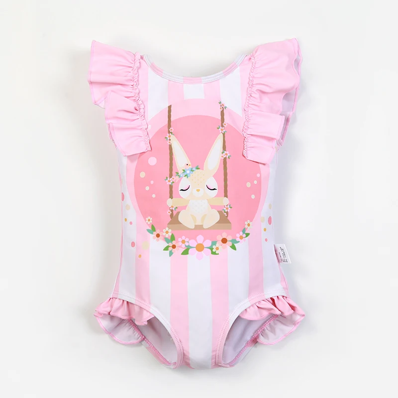 Long  Short Sleeve Pink Lovely Conjoined Body 2 Piece Set Girl Swimming Suit New Ventilation Quick Drying Children Swim Suit