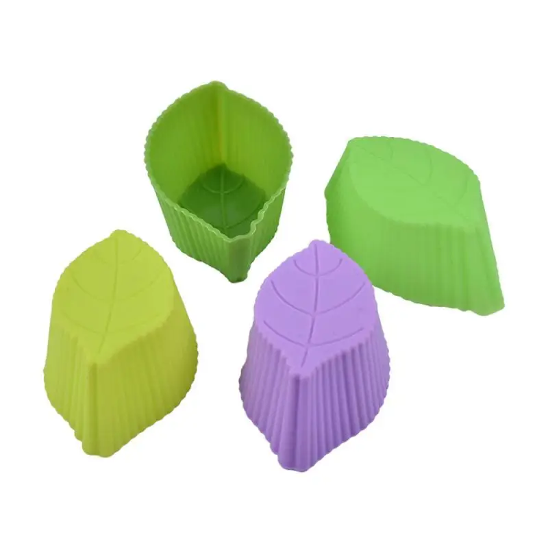 

5PCS Large Silicone Baking Cup Leaf Shaped Cupcake And Muffin Liner Can Be Reused Without BPA Silicone Mold Kitchen Cake Tools