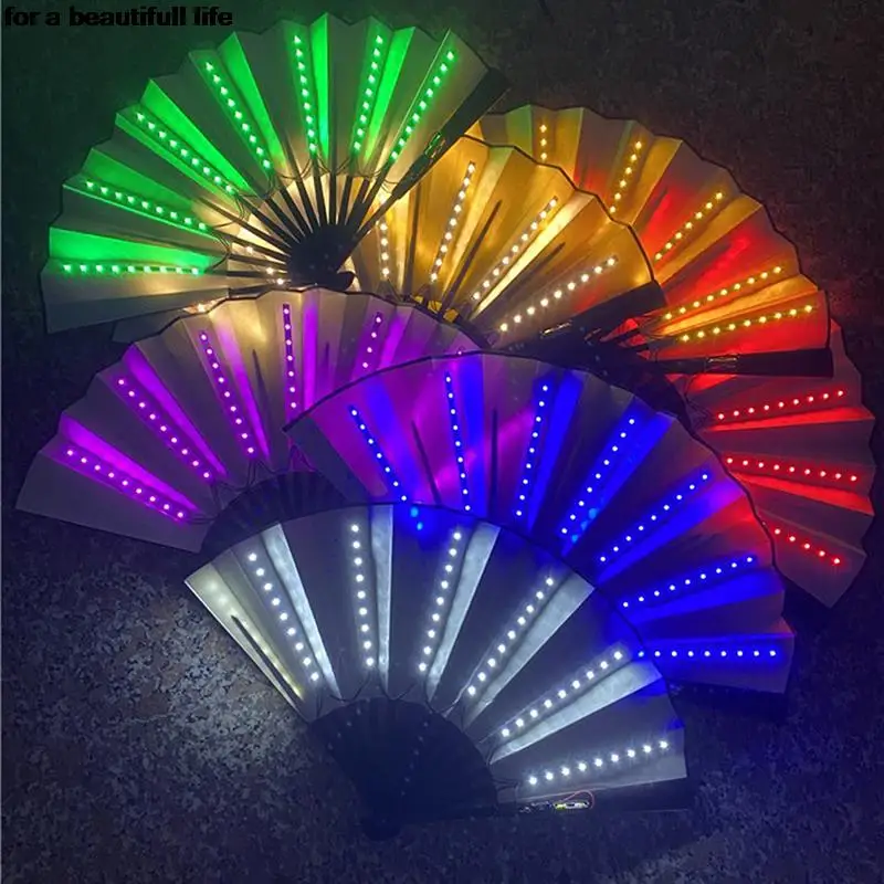 

Glow Folding LED Fan Dancing Light Fan Night Show Glow In The Dark Party Supplies Halloween Christmas Rave Festival Accessories