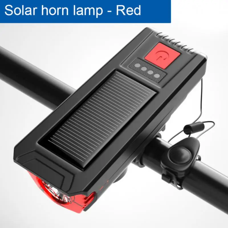 

Многофункциональный фонарь на солнечной батарее, фонарь с клаксоном для горного и дорожного велосипеда, зарядка через USB, Аксессуары для велосипеда