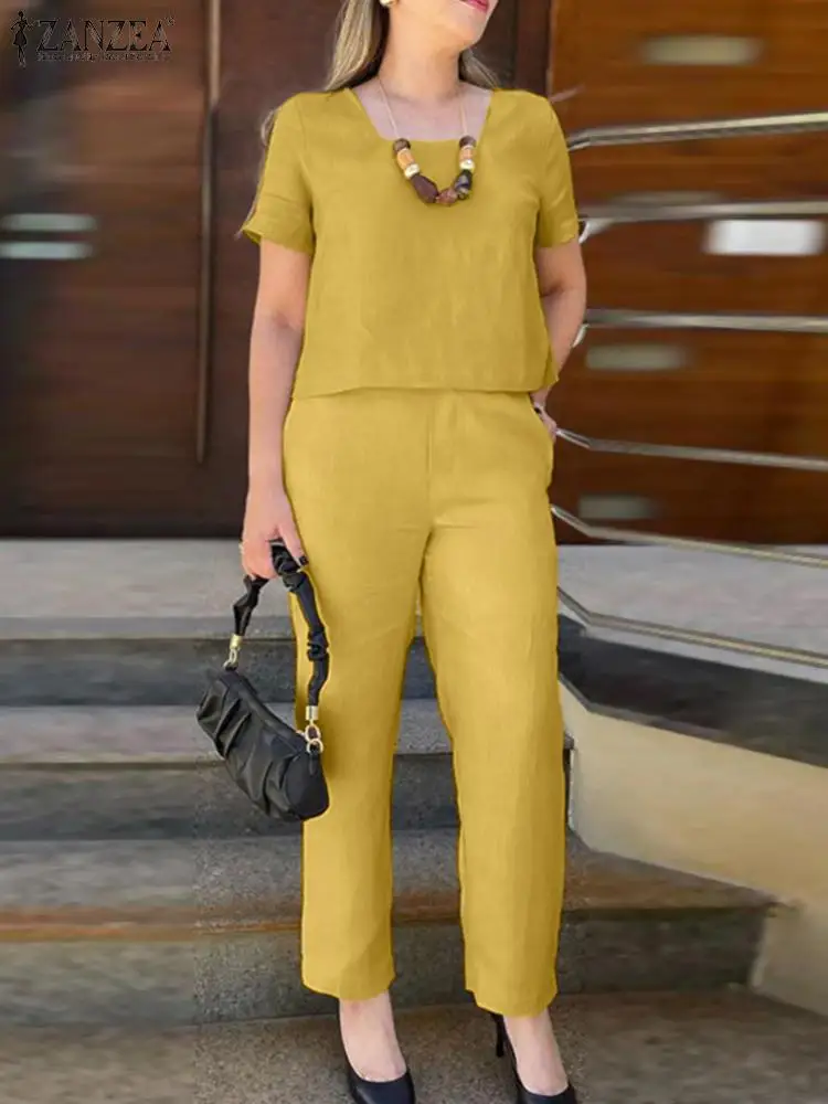 Женские элегантные спортивные костюмы ZANZEA модные подходящие комплекты из 2