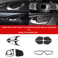 steering wheel center console air outlet interior trim sticker decoration carbon fiber accessories for honda civic10 car styling