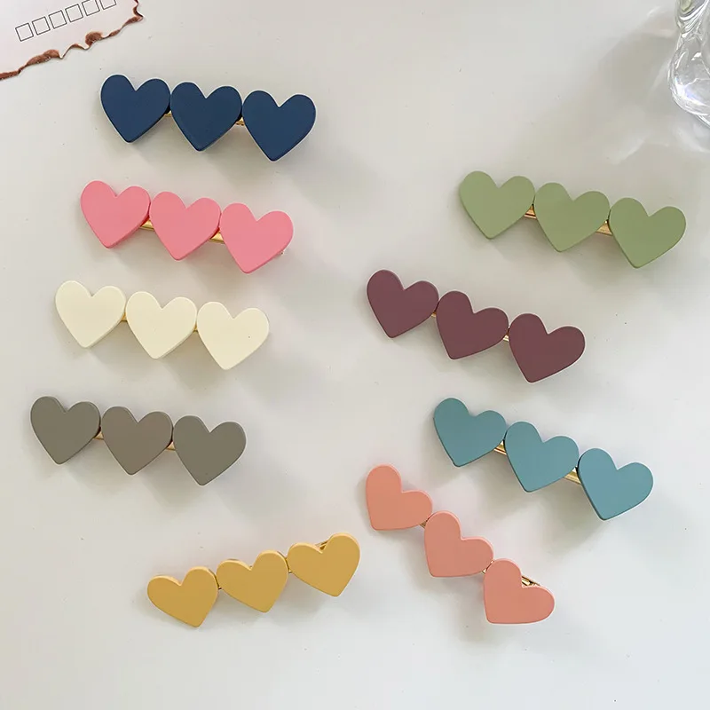 

New Korean Version Of Woman Headwear Hairpin Ins Girls Acrylic Peach Heart Duckbill Bangs Clip Hair Accessories For Woman