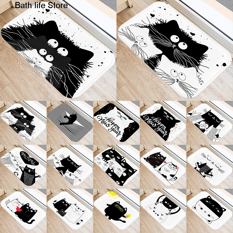 

40x60cm Cute Cat Print Kitchen Entrance Doormat Large Rug Doormat Colorful Indoor Floor Mat Non-Slip Rug
