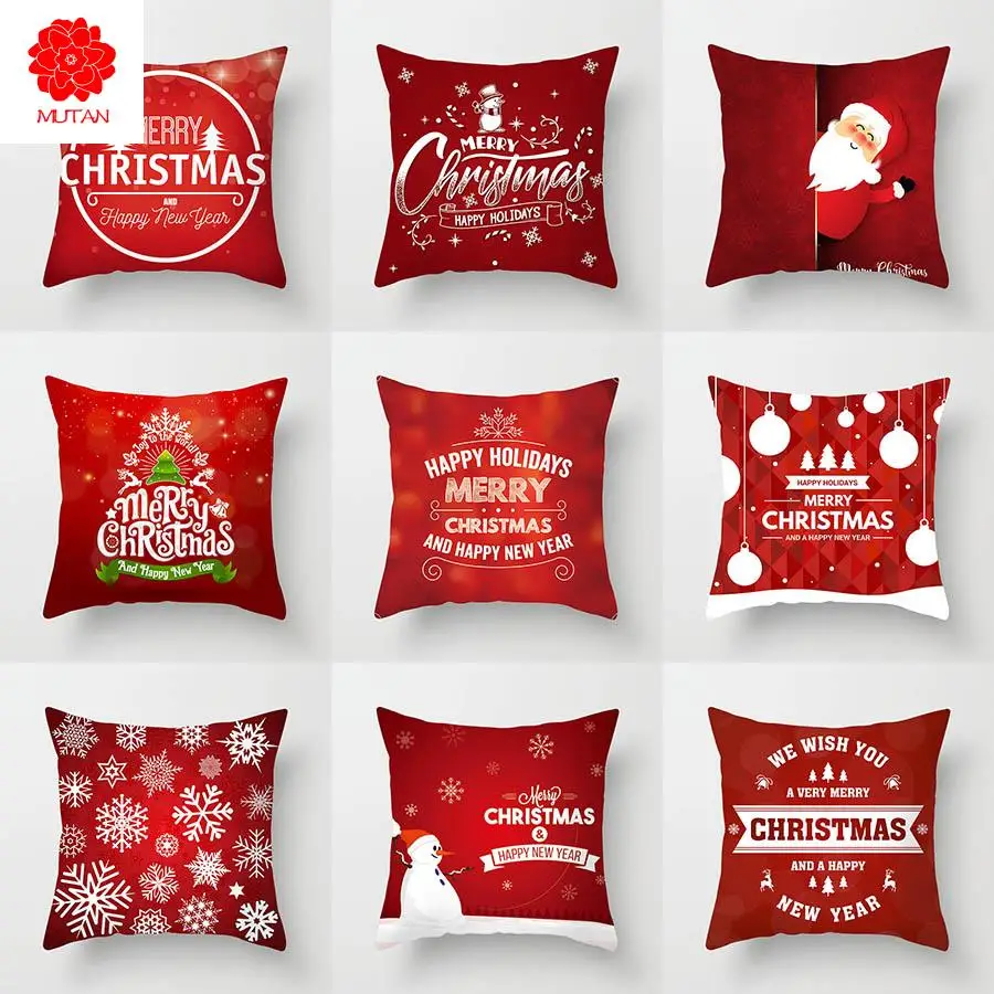 

Рождественская декоративная подушка YWZN, чехол из полиэстера, Рождественская декоративная подушка, чехол с Санта-Клаусом, искусственная под...