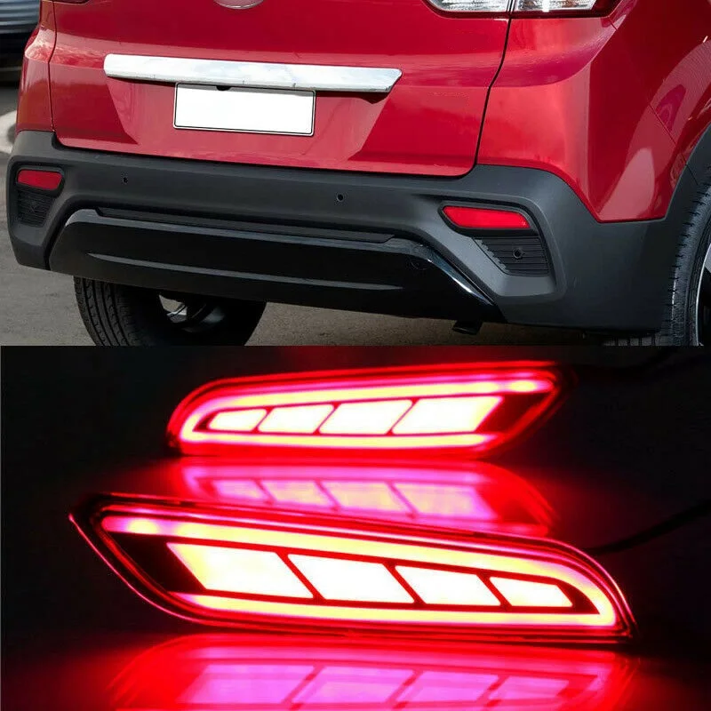 

2PCS Red LED Rear Bumper Tail Brake Light For Hyundai Creta IX25 2017 2018 Fog Lamps Turn Signal Lights Brake Lamp Stop Lights