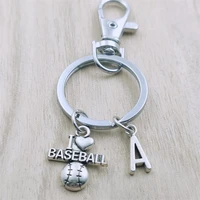 i love baseball sport keyring letter car key chain ring lobster clasp initial charm women jewelry accessories pendants metal