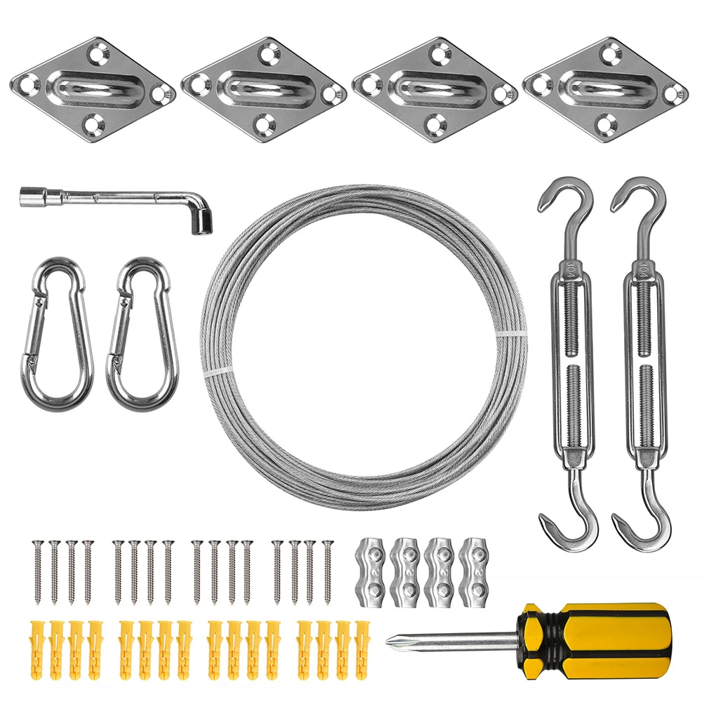 

4/24/47Pc Stainless Steel Flexible Wire Rope Soft Cable 2mm Hanging Hook Set for Hanging Plants Tent Curtain Clothesline Rope