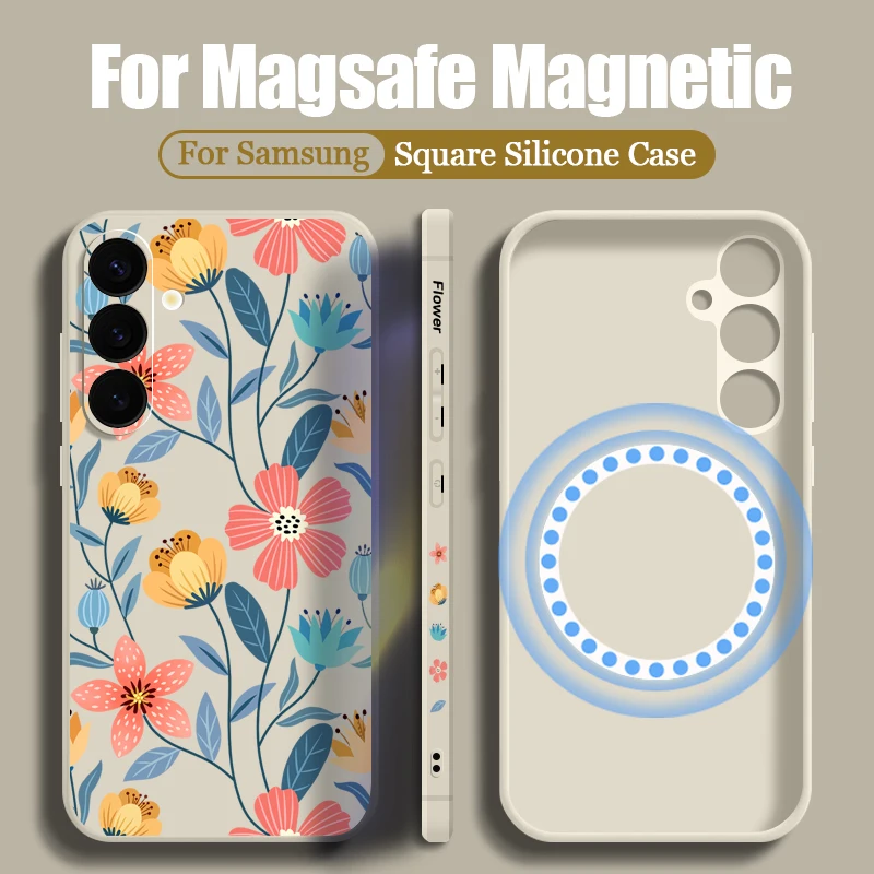 Магнитный чехол с искусственными цветами для Samsung Galaxy S24 S23 Ultra S22 S20 S21 FE встроенная