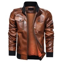 new casual mens pu leather jacket autumn stand collar leather jacket fashion coat