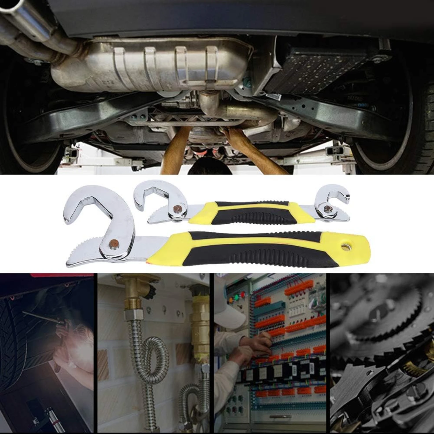 Powerful Self-Tightening Wrench for Industrial Plumbing and Carpentry - Reliable Durable Versatile Tool Workplace Task