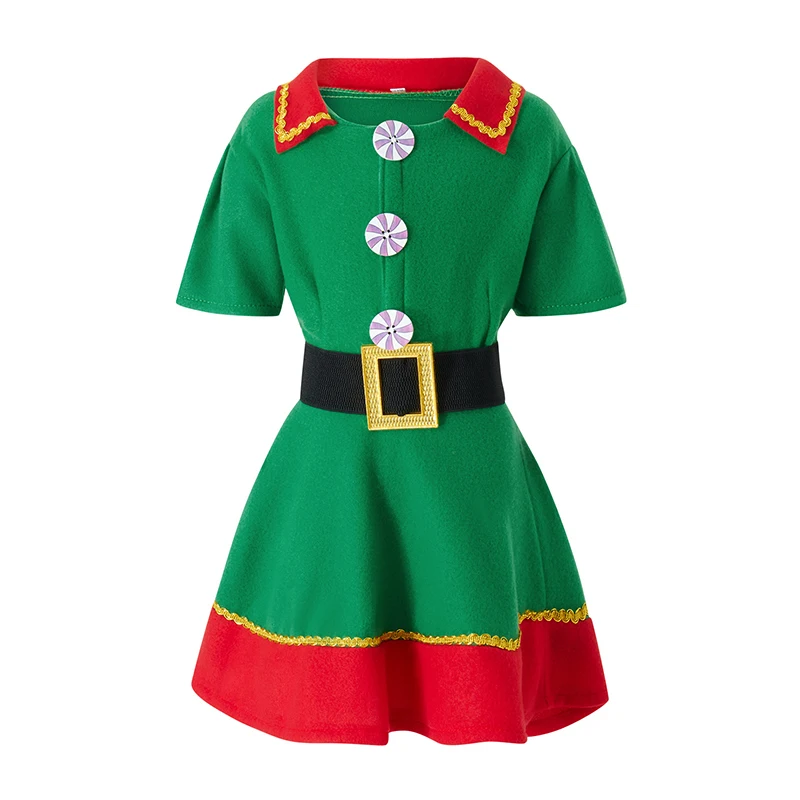 Женский и мужской детский рождественский костюм эльфа для косплея платье