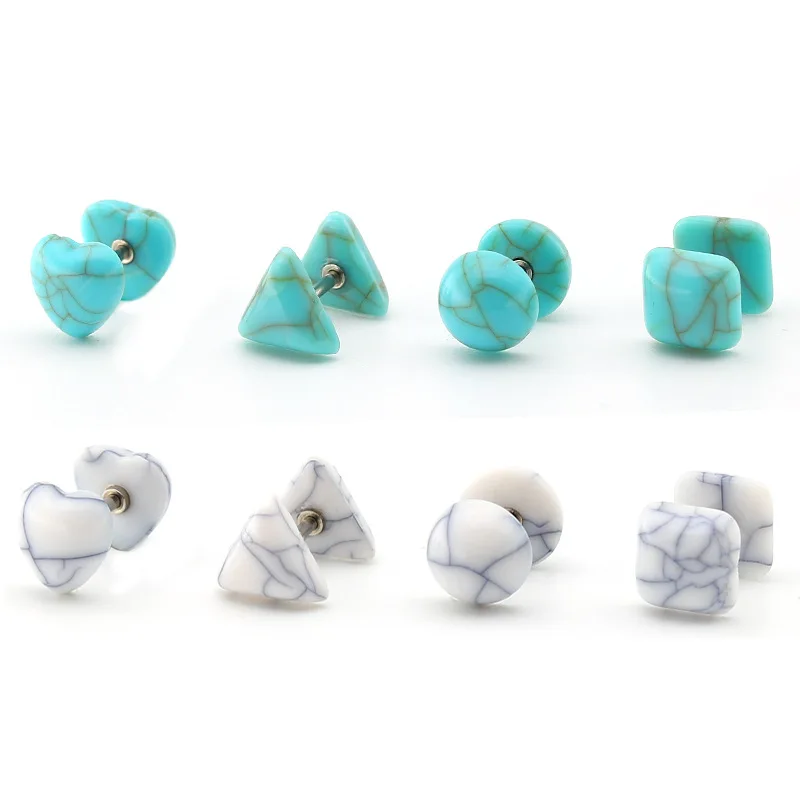 

Anti-allergic Stainless Steel Screw -back Artificial Gemstone Stud Earrings INS Trendy Kallaite Earrings Clips Jewelry for Women