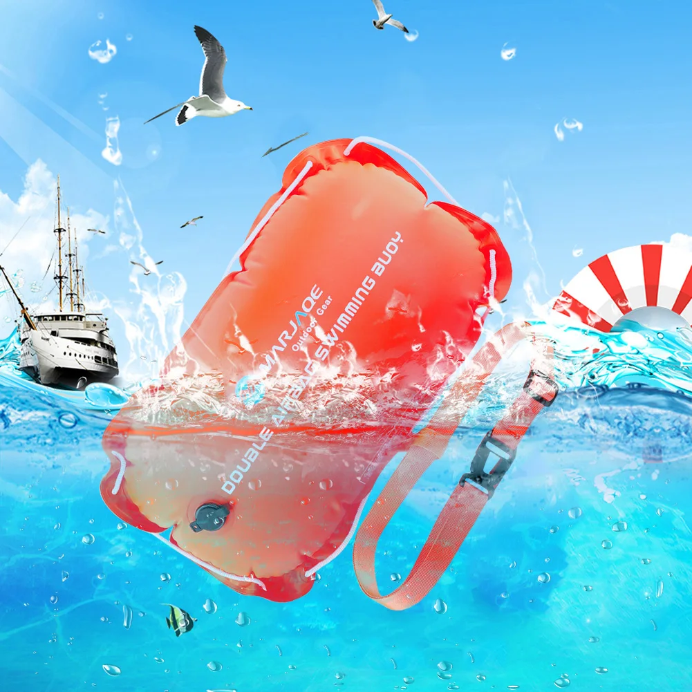 

Multifunctional Double Bag Outdoor Safety Training Swimming Buoy with Waist Belt Water Sports Lifesaver Float Signal Tow Bag