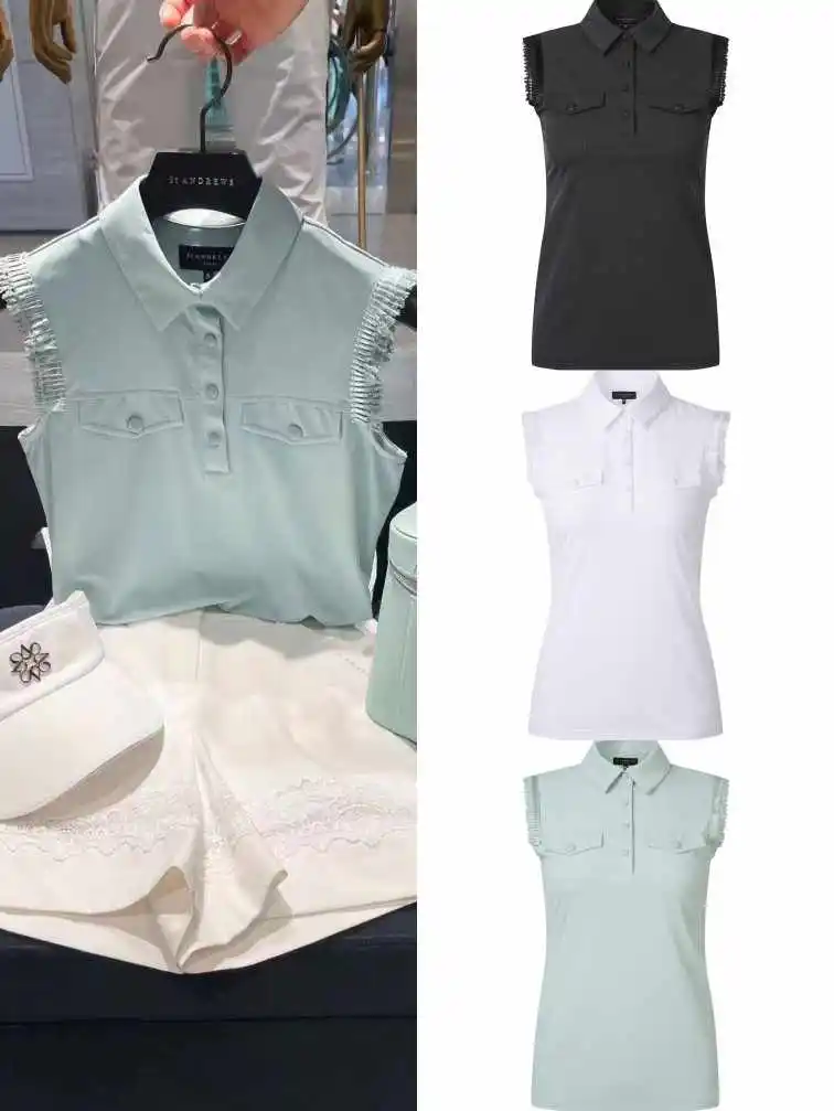 

Golf clothing women's top Korean version is not easy to wrinkle has a sense of design lace all-match simple golf suit