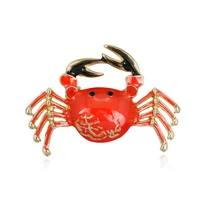 tulx cute crab brooches for women red enamel animal office party casual brooch pins hats dress accessories