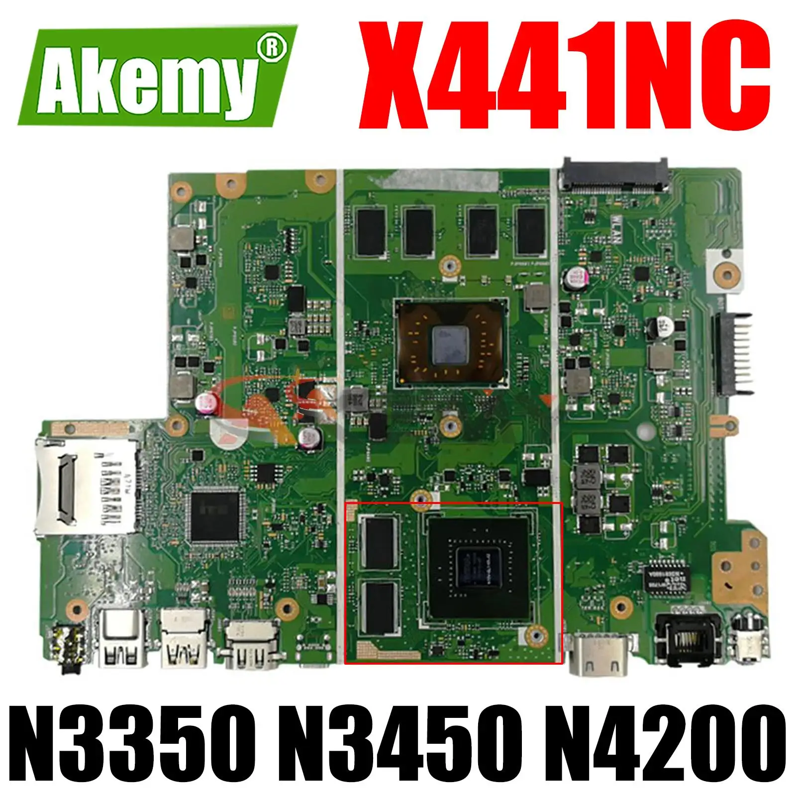 

X441NC N3350 N3450 N4200 CPU 4GB RAM GT810M GPU Laptop Motherboard REV2.1/2.2 for ASUS X441N X441NC F441N Notebook Mainboard