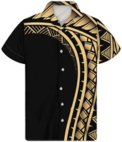 cozy mens t shirt high quality custom polynesian tribal black background gold stripe print