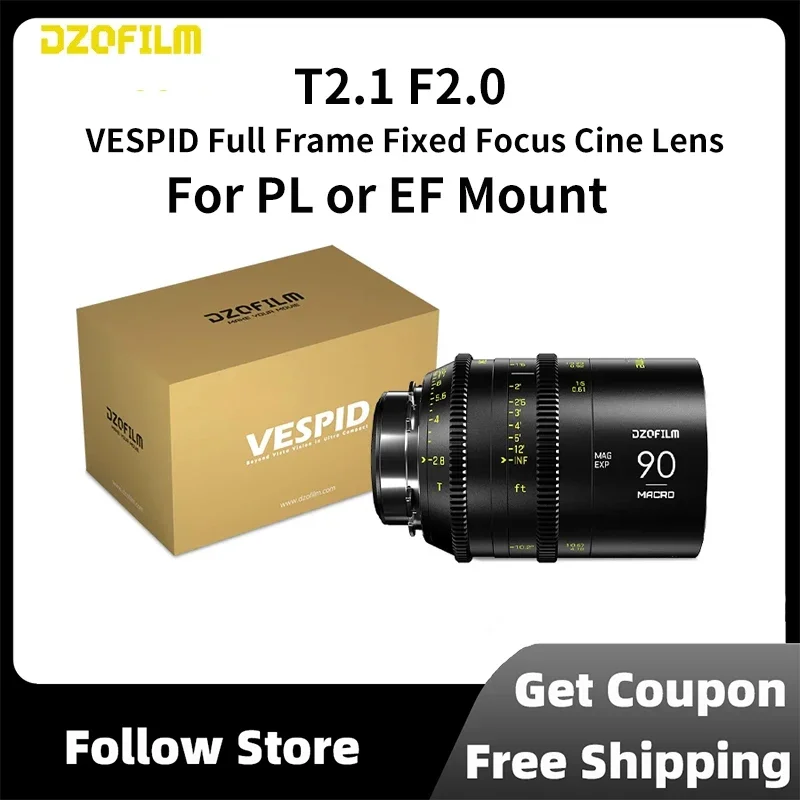 DZOFilm VESPID Полнокадровый объектив с фиксированным фокусом Cine T2.1 F2.0 16 мм 25 50 90