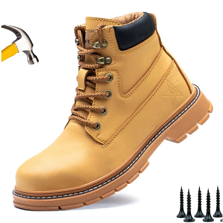 

2023 Martin Boot Style Work Shoes for Men Women Big Size 48 Workplace Construction Industrial Mid Cut Steel Toe Safety