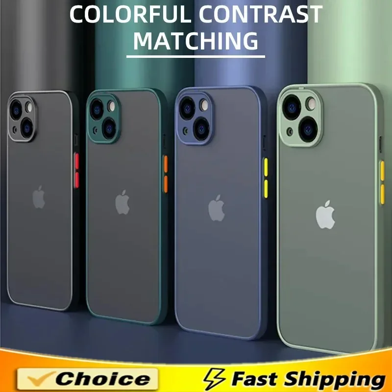 Матовый чехол для телефона iPhone 13, 14, 15, 11, 12, 16 Pro Max ...