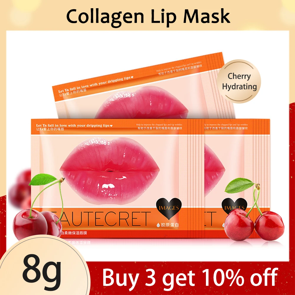 5/10/20Packs Collagen Lip Mask  Moisturizie Anti Wrinkle Nourishing Beaut Lip Plumper Crystal Essence Patch Lip Masks for Makeup