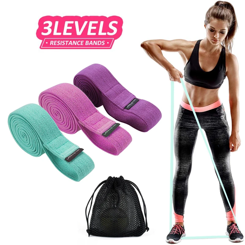 Набор эластичных лент для фитнеса длинные тканевые эластичные ленты тренировок