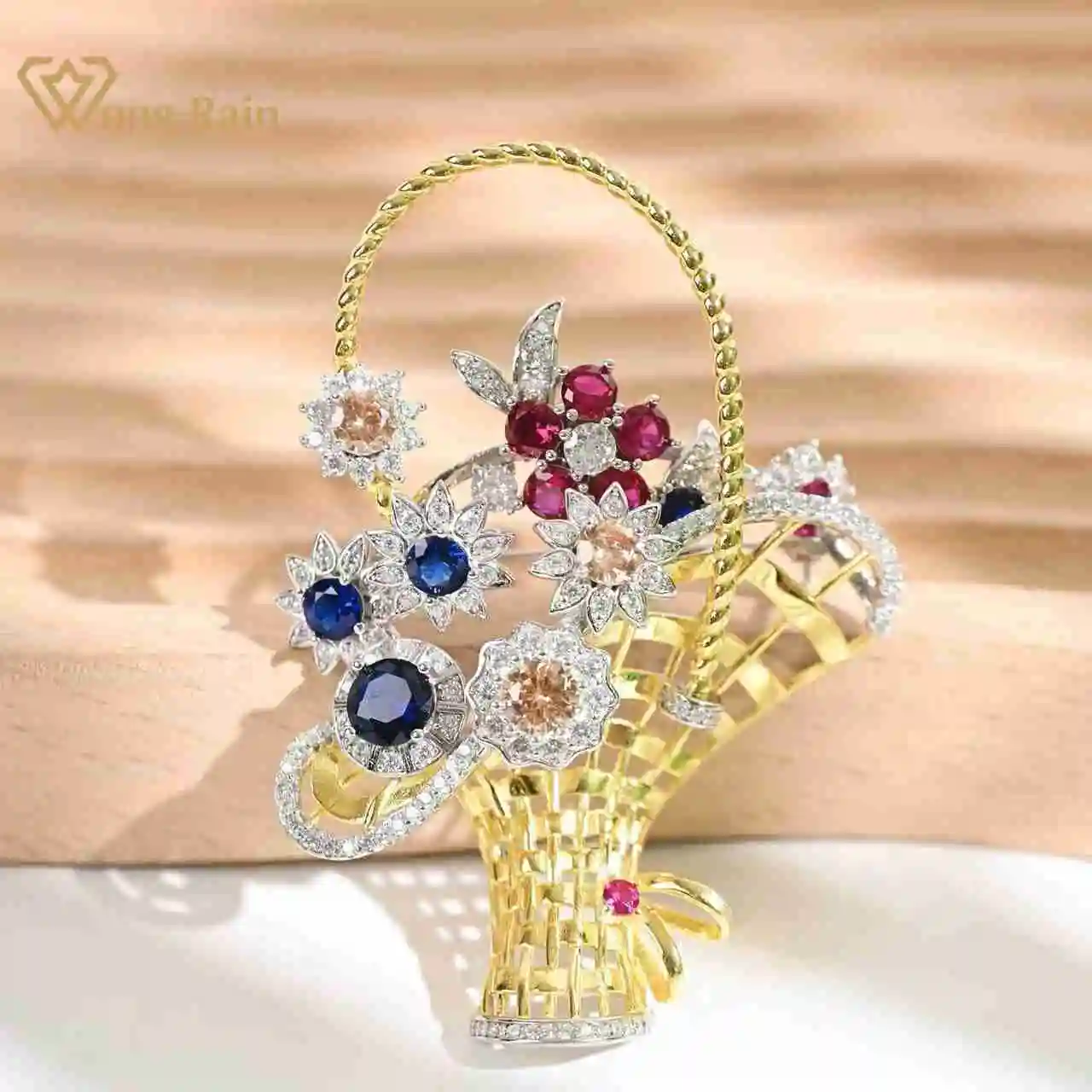 Wong Rain сверкающее твердое серебро 925 пробы красочные лабораторные сапфиры