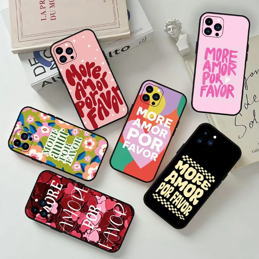 Красочный чехол для телефона More Amor Por Favor Samsung A42 A53 A73 A80 A91 S 4G 5G S10 Lite2020 Black Soft Shell