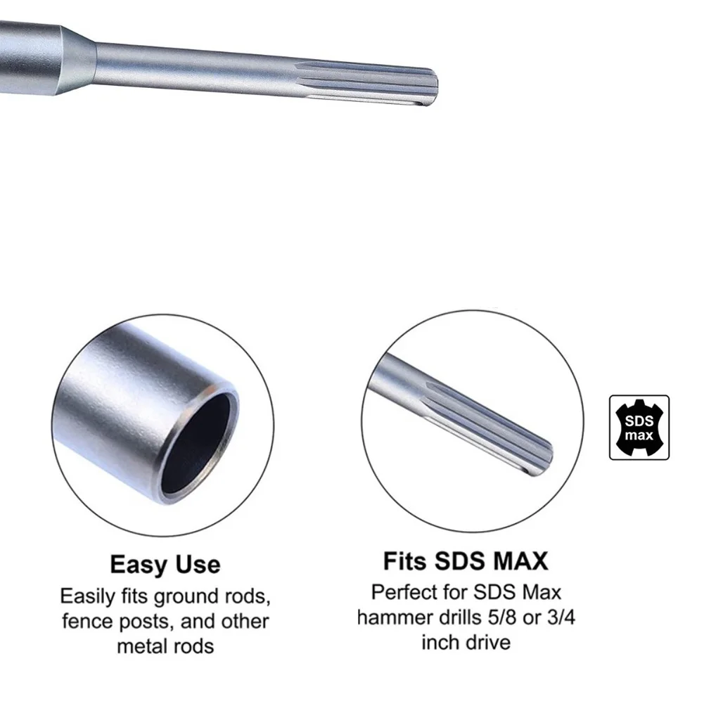 

Driver Ground Rod 200mm 30/45/50/60mm Alloy Steel Drill Bits Durable For Driving Hammers Power Tools Brand New