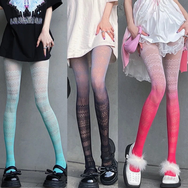 

Носки в сеточку с градиентом цвета, женские сексуальные черные обтягивающие чулки, длинный комбинезон, носки в сеточку, индивидуальные носк...