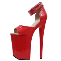 women 23cm extreme high heel sandals solid pu leather platform fetish crossdresser drag queen shoes