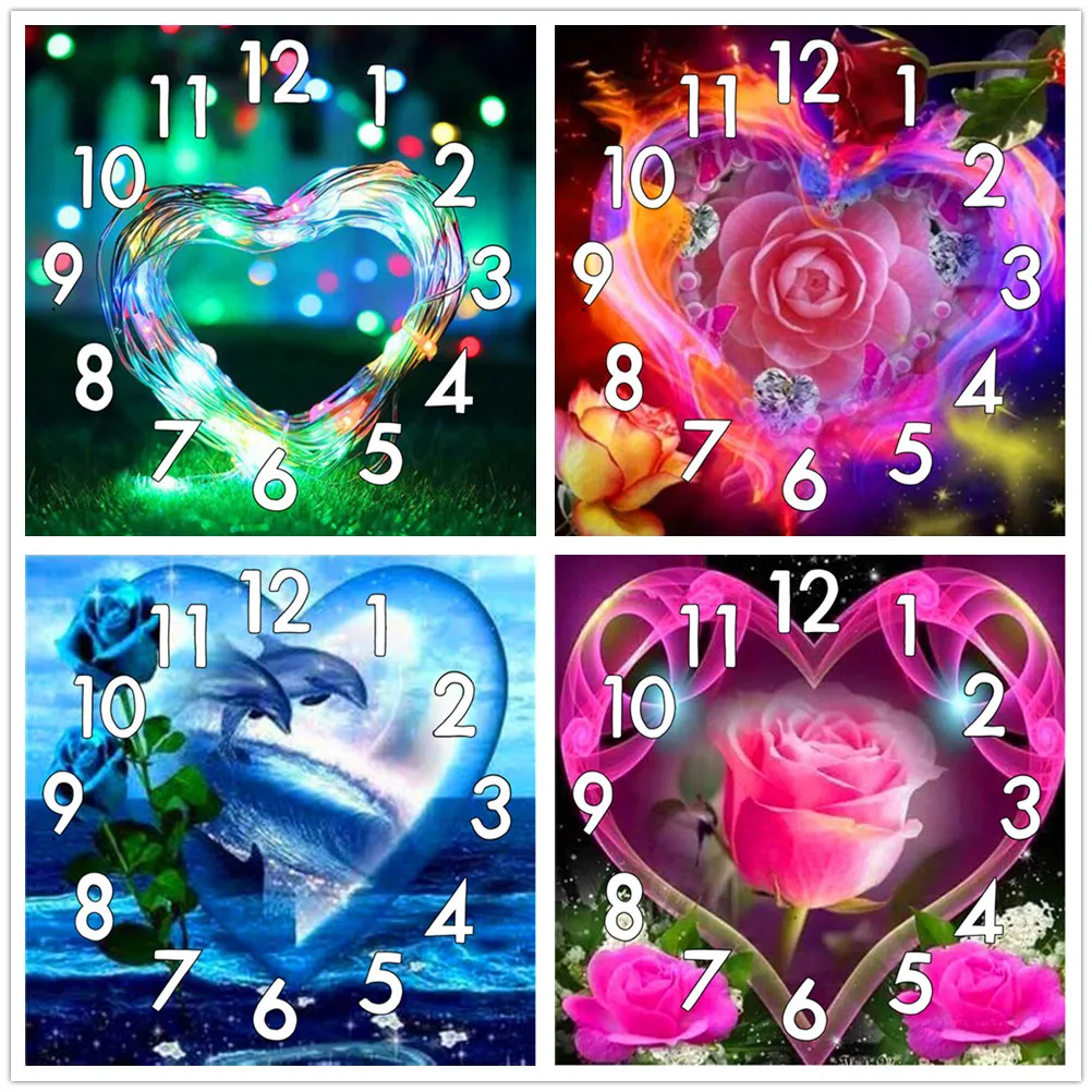 

Dpsprue Full Diamond Painting Cross Stitch Christmas Flower Heart Mechanism Mosaic 5D Diy Square Round 3d Embroidery Gift