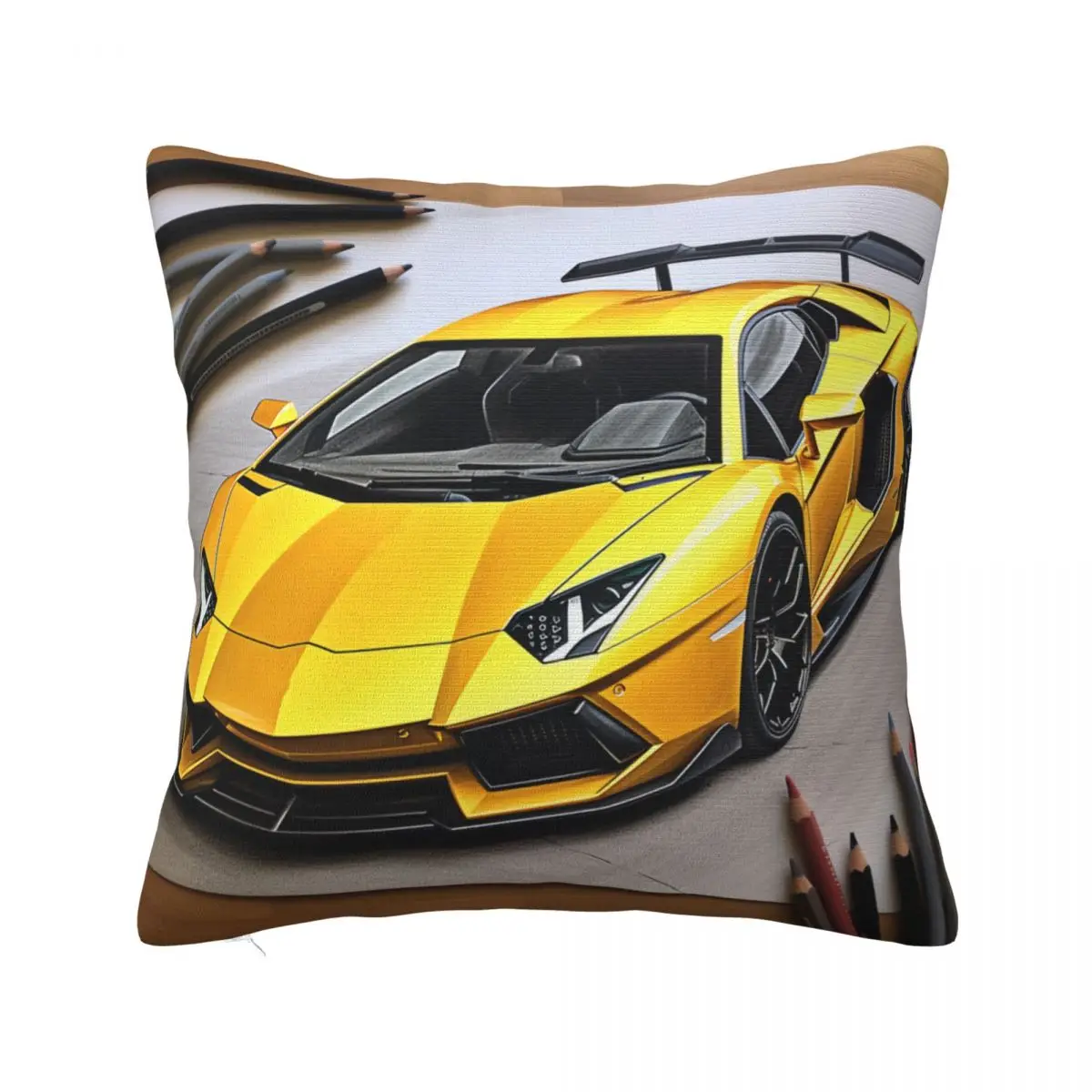 

Luxury Sports Car Pillow Case Pencil Art Colored Cartoon Polyester Hugging Pillowcase Zipper Summer Funny Cover