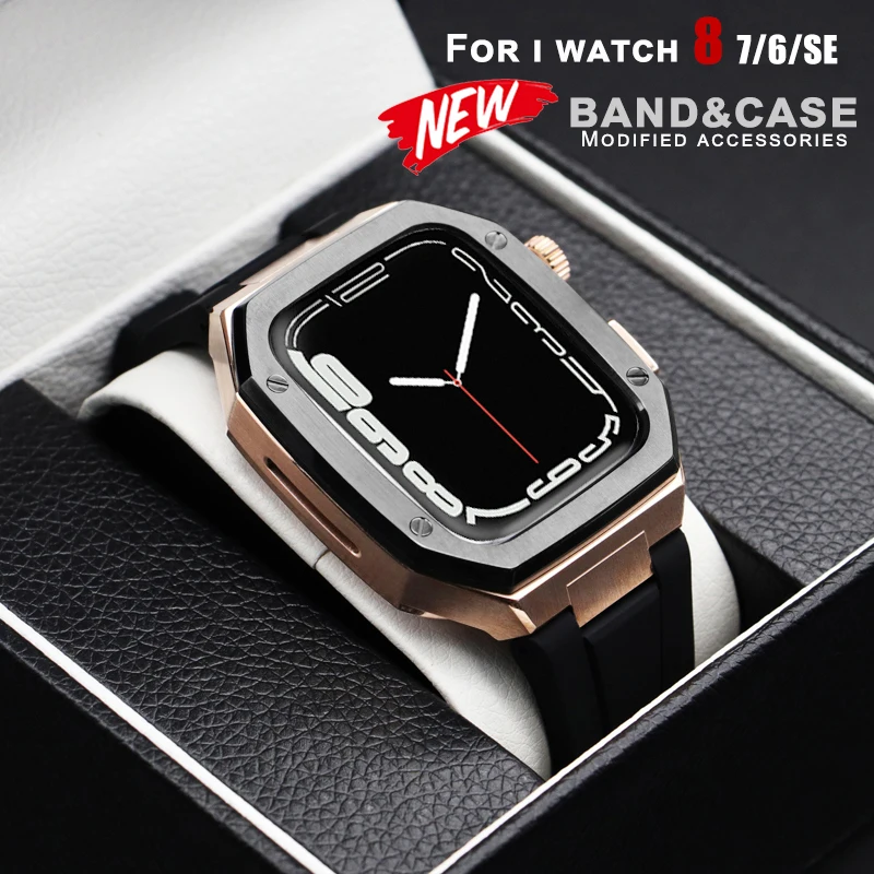 

Комплект для часов Apple Watch Band 8 7 45 мм, сменный ремешок с металлической рамкой для IWatch 6 5 4 3 SE 44 мм