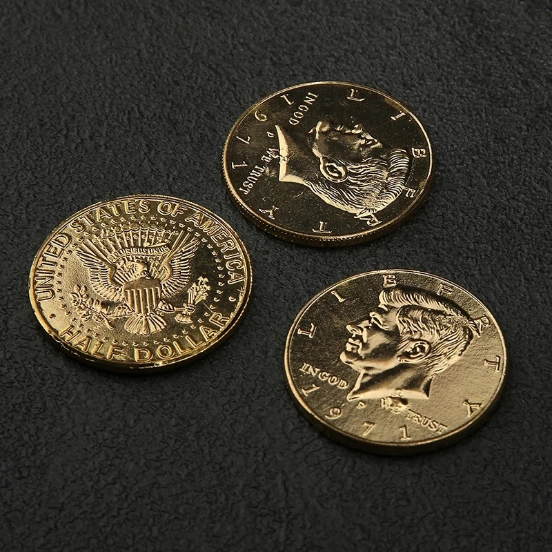 

5Pcs/lot Half Dollar Coin Gold Magic Coin Magic Gimmick Close-Up Street Magician Prop Magic Tricks for Professional Magicians