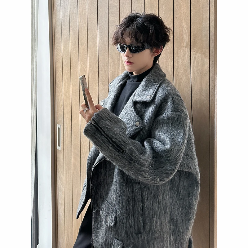 [OIMG] осенне-зимняя новая однотонная повседневная шерстяная куртка на молнии