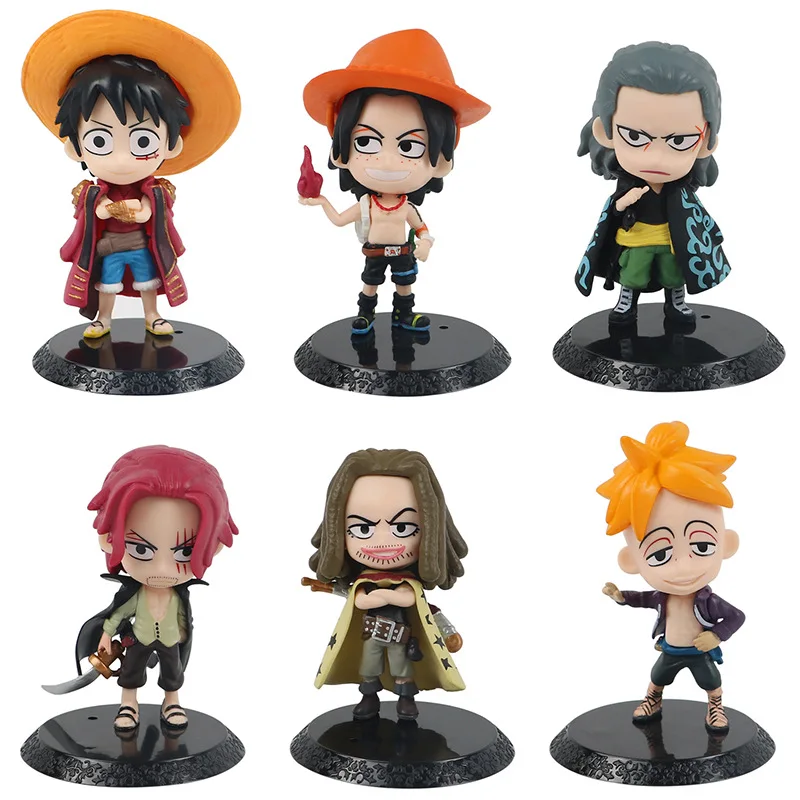 

6pcs/set One PieceFigure Kawaii Shanks Anime Action Model Toys Cute Manga Luffy Sabo Ace Pirates Doll Room Decor Gift for Boys