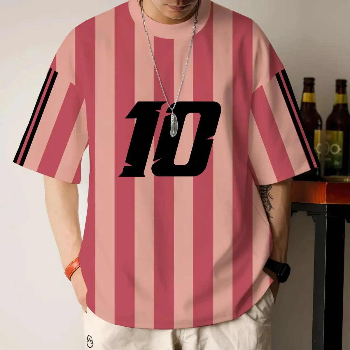 Футболка мужская оверсайз с 3D-принтом Модный Повседневный пуловер круглым