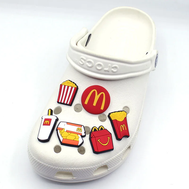 High Imitation Simulation Food Shoe Charms Popcorn/hamburger/Fries Shoe Decoration Accessories for jibz Kid's Party X-mas Gifts