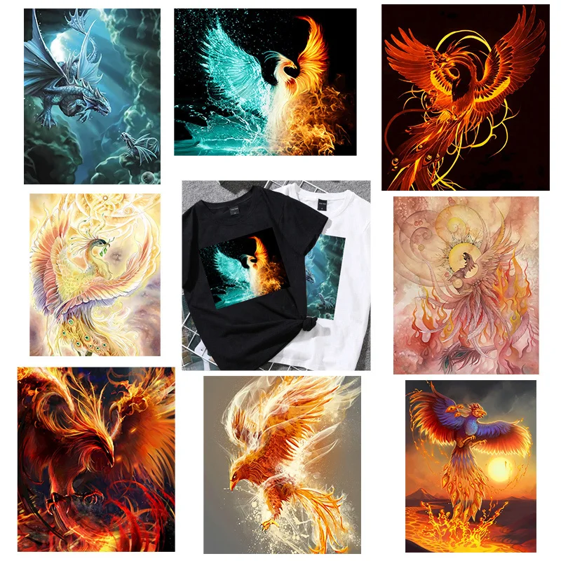 

Iron On Patches Transfers Heat Transfer Stickers Custom Patch Appliques On Clothes Divine Bird Phoenix Clothing Thermoadhesive